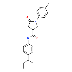 ChemSpider 2D Image | N-(4-sec-Butylphenyl)-1-(4-methylphenyl)-5-oxo-3-pyrrolidinecarboxamide | C22H26N2O2