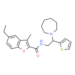 ChemSpider 2D Image | N-[2-(1-Azepanyl)-2-(2-thienyl)ethyl]-5-ethyl-3-methyl-1-benzofuran-2-carboxamide | C24H30N2O2S
