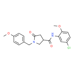 ChemSpider 2D Image | N-(5-Chloro-2-methoxyphenyl)-1-(4-methoxybenzyl)-5-oxo-3-pyrrolidinecarboxamide | C20H21ClN2O4