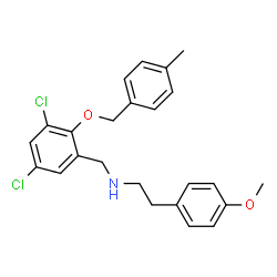 ChemSpider 2D Image | N-{3,5-Dichloro-2-[(4-methylbenzyl)oxy]benzyl}-2-(4-methoxyphenyl)ethanamine | C24H25Cl2NO2