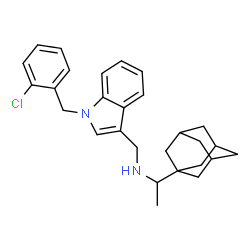 ChemSpider 2D Image | 1-(Adamantan-1-yl)-N-{[1-(2-chlorobenzyl)-1H-indol-3-yl]methyl}ethanamine | C28H33ClN2