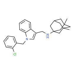 ChemSpider 2D Image | N-{[1-(2-Chlorobenzyl)-1H-indol-3-yl]methyl}-3,5-dimethyl-1-adamantanamine | C28H33ClN2