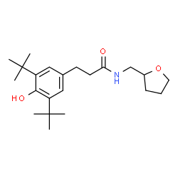 ChemSpider 2D Image | 3-[4-Hydroxy-3,5-bis(2-methyl-2-propanyl)phenyl]-N-(tetrahydro-2-furanylmethyl)propanamide | C22H35NO3