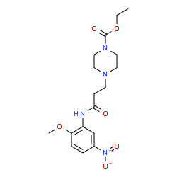 ChemSpider 2D Image | Ethyl 4-{3-[(2-methoxy-5-nitrophenyl)amino]-3-oxopropyl}-1-piperazinecarboxylate | C17H24N4O6