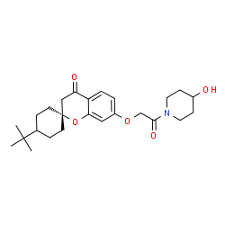 ChemSpider 2D Image | 7-[2-(4-Hydroxy-1-piperidinyl)-2-oxoethoxy]-4'-(2-methyl-2-propanyl)spiro[chromene-2,1'-cyclohexan]-4(3H)-one | C25H35NO5