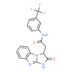 ChemSpider 2D Image | 2-(2-Oxo-2,3-dihydro-1H-imidazo[1,2-a]benzimidazol-3-yl)-N-[3-(trifluoromethyl)phenyl]acetamide | C18H13F3N4O2