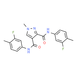 ChemSpider 2D Image | N,N'-Bis(3-fluoro-4-methylphenyl)-1-methyl-1H-pyrazole-3,4-dicarboxamide | C20H18F2N4O2