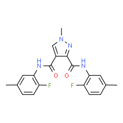 ChemSpider 2D Image | N,N'-Bis(2-fluoro-5-methylphenyl)-1-methyl-1H-pyrazole-3,4-dicarboxamide | C20H18F2N4O2