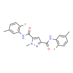 ChemSpider 2D Image | N,N'-Bis(2-fluoro-5-methylphenyl)-1-methyl-1H-pyrazole-3,5-dicarboxamide | C20H18F2N4O2