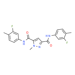 ChemSpider 2D Image | N,N'-Bis(3-fluoro-4-methylphenyl)-1-methyl-1H-pyrazole-3,5-dicarboxamide | C20H18F2N4O2