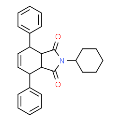 ChemSpider 2D Image | 2-Cyclohexyl-4,7-diphenyl-3a,4,7,7a-tetrahydro-1H-isoindole-1,3(2H)-dione | C26H27NO2