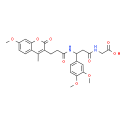 ChemSpider 2D Image | N-[3-(3,4-Dimethoxyphenyl)-3-{[3-(7-methoxy-4-methyl-2-oxo-2H-chromen-3-yl)propanoyl]amino}propanoyl]glycine | C27H30N2O9