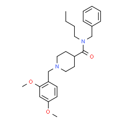 ChemSpider 2D Image | N-Benzyl-N-butyl-1-(2,4-dimethoxybenzyl)-4-piperidinecarboxamide | C26H36N2O3