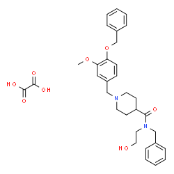ChemSpider 2D Image | N-Benzyl-1-[4-(benzyloxy)-3-methoxybenzyl]-N-(2-hydroxyethyl)-4-piperidinecarboxamide ethanedioate (1:1) | C32H38N2O8