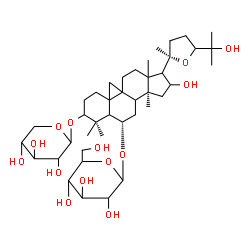 ChemSpider 2D Image | (5xi,6alpha,8xi,9xi,10xi,13xi,17xi,20R)-16,25-Dihydroxy-3-(pentopyranosyloxy)-20,24-epoxy-9,19-cyclolanostan-6-yl hexopyranoside | C41H68O14