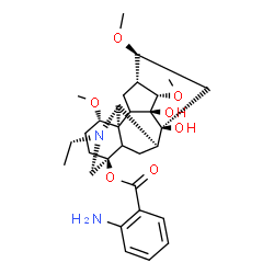 ChemSpider 2D Image | (1alpha,5xi,10xi,14alpha,16beta)-20-Ethyl-8,9-dihydroxy-1,14,16-trimethoxyaconitan-4-yl 2-aminobenzoate | C30H42N2O7