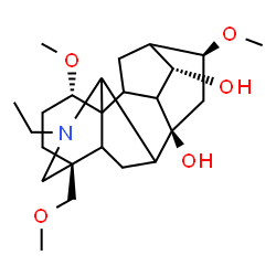 ChemSpider 2D Image | (1alpha,5xi,9xi,10xi,13xi,14alpha,16beta,17xi)-20-Ethyl-1,16-dimethoxy-4-(methoxymethyl)aconitane-8,14-diol | C24H39NO5