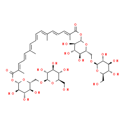 ChemSpider 2D Image | (2S,3R,4S,5S,6R)-3,4,5-Trihydroxy-6-({[(2R,3R,4S,5S,6R)-3,4,5-trihydroxy-6-(hydroxymethyl)tetrahydro-2H-pyran-2-yl]oxy}methyl)tetrahydro-2H-pyran-2-yl (3R,4S,5S,6R)-3,4,5-trihydroxy-6-({[(2R,3R,4S,5S,6R)-3,4,5-trihydroxy-6-(hydroxymethyl)tetrahydro-2H-pyran-2-yl]oxy}methyl)tetrahydro-2H-pyran-2-yl (2E,4E,6E,8E,10E,12E,14E)-2,6,11,15-tetramethyl-2,4,6,8,10,12,14-hexadecaheptaenedioate (non-preferred name) | C44H64O24