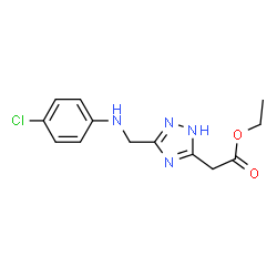 ChemSpider 2D Image | Ethyl (3-{[(4-chlorophenyl)amino]methyl}-1H-1,2,4-triazol-5-yl)acetate | C13H15ClN4O2
