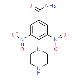 ChemSpider 2D Image | 3,5-Dinitro-4-(1-piperazinyl)benzamide | C11H13N5O5