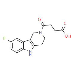 ChemSpider 2D Image | 4-(8-Fluoro-1,3,4,5-tetrahydro-2H-pyrido[4,3-b]indol-2-yl)-4-oxobutanoic acid | C15H15FN2O3