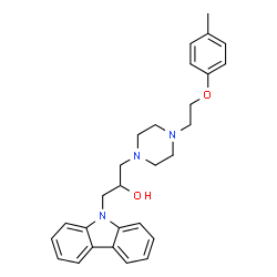 ChemSpider 2D Image | 1-(9H-Carbazol-9-yl)-3-{4-[2-(4-methylphenoxy)ethyl]-1-piperazinyl}-2-propanol | C28H33N3O2