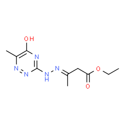 ChemSpider 2D Image | Ethyl (3E)-3-[(5-hydroxy-6-methyl-1,2,4-triazin-3-yl)hydrazono]butanoate | C10H15N5O3