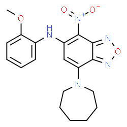 ChemSpider 2D Image | 7-(1-Azepanyl)-N-(2-methoxyphenyl)-4-nitro-2,1,3-benzoxadiazol-5-amine | C19H21N5O4