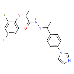 ChemSpider 2D Image | 2-(2,4-Difluorophenoxy)-N'-{(1E)-1-[4-(1H-imidazol-1-yl)phenyl]ethylidene}propanehydrazide | C20H18F2N4O2