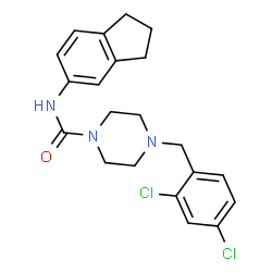 ChemSpider 2D Image | 4-(2,4-Dichlorobenzyl)-N-(2,3-dihydro-1H-inden-5-yl)-1-piperazinecarboxamide | C21H23Cl2N3O