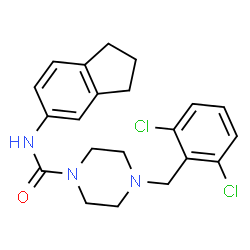 ChemSpider 2D Image | 4-(2,6-Dichlorobenzyl)-N-(2,3-dihydro-1H-inden-5-yl)-1-piperazinecarboxamide | C21H23Cl2N3O