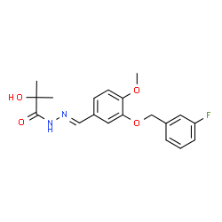 ChemSpider 2D Image | N'-[(E)-{3-[(3-Fluorobenzyl)oxy]-4-methoxyphenyl}methylene]-2-hydroxy-2-methylpropanehydrazide | C19H21FN2O4
