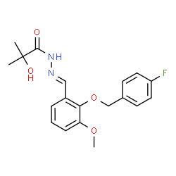 ChemSpider 2D Image | N'-[(E)-{2-[(4-Fluorobenzyl)oxy]-3-methoxyphenyl}methylene]-2-hydroxy-2-methylpropanehydrazide | C19H21FN2O4