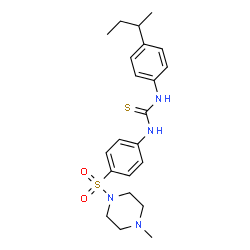 ChemSpider 2D Image | 1-(4-sec-Butylphenyl)-3-{4-[(4-methyl-1-piperazinyl)sulfonyl]phenyl}thiourea | C22H30N4O2S2