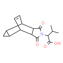 ChemSpider 2D Image | 2-(3,5-Dioxo-4-azatetracyclo[5.3.2.0~2,6~.0~8,10~]dodec-11-en-4-yl)-3-methylbutanoic acid | C16H19NO4