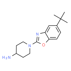 ChemSpider 2D Image | 1-(5-tert-butyl-1,3-benzoxazol-2-yl)piperidin-4-amine | C16H23N3O