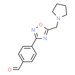 ChemSpider 2D Image | 4-[5-(1-Pyrrolidinylmethyl)-1,2,4-oxadiazol-3-yl]benzaldehyde | C14H15N3O2