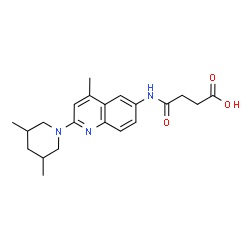 ChemSpider 2D Image | 3-{[2-(3,5-dimethylpiperidin-1-yl)-4-methylquinolin-6-yl]carbamoyl}propanoic acid | C21H27N3O3