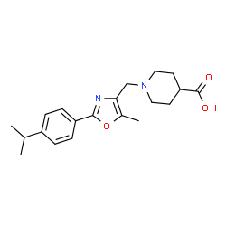 ChemSpider 2D Image | 1-{[2-(4-Isopropylphenyl)-5-methyl-1,3-oxazol-4-yl]methyl}-4-piperidinecarboxylic acid | C20H26N2O3