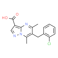 ChemSpider 2D Image | 6-(2-Chlorobenzyl)-5,7-dimethylpyrazolo[1,5-a]pyrimidine-3-carboxylic acid | C16H14ClN3O2