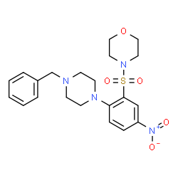 ChemSpider 2D Image | 4-{[2-(4-Benzyl-1-piperazinyl)-5-nitrophenyl]sulfonyl}morpholine | C21H26N4O5S