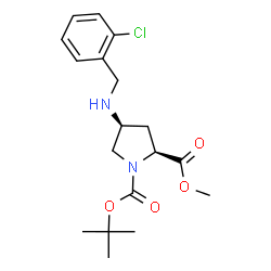 ChemSpider 2D Image | 1-tert-butyl 2-methyl (2S,4S)-4-{[(2-chlorophenyl)methyl]amino}pyrrolidine-1,2-dicarboxylate | C18H25ClN2O4