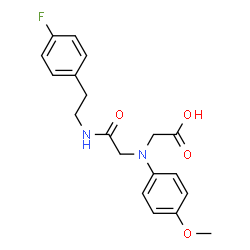 ChemSpider 2D Image | [({[2-(4-FLUOROPHENYL)ETHYL]CARBAMOYL}METHYL)(4-METHOXYPHENYL)AMINO]ACETIC ACID | C19H21FN2O4