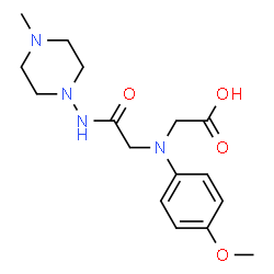 ChemSpider 2D Image | [(4-METHOXYPHENYL)({[(4-METHYLPIPERAZIN-1-YL)CARBAMOYL]METHYL})AMINO]ACETIC ACID | C16H24N4O4