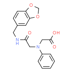 ChemSpider 2D Image | ({[(2H-1,3-benzodioxol-5-ylmethyl)carbamoyl]methyl}(phenyl)amino)acetic acid | C18H18N2O5