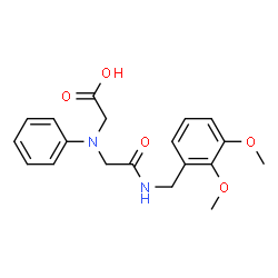 ChemSpider 2D Image | [{2-[(2,3-Dimethoxybenzyl)amino]-2-oxoethyl}(phenyl)amino]acetic acid | C19H22N2O5