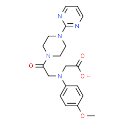 ChemSpider 2D Image | [(4-Methoxyphenyl){2-oxo-2-[4-(2-pyrimidinyl)-1-piperazinyl]ethyl}amino]acetic acid | C19H23N5O4