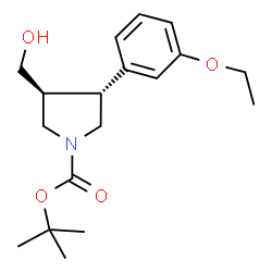 ChemSpider 2D Image | tert-Butyl (3R,4S)-3-(3-ethoxyphenyl)-4-(hydroxymethyl)pyrrolidine-1-carboxylate | C18H27NO4
