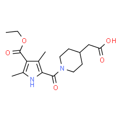 ChemSpider 2D Image | (1-{[4-(Ethoxycarbonyl)-3,5-dimethyl-1H-pyrrol-2-yl]carbonyl}-4-piperidinyl)acetic acid | C17H24N2O5