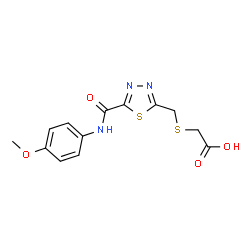 ChemSpider 2D Image | [({5-[(4-Methoxyphenyl)carbamoyl]-1,3,4-thiadiazol-2-yl}methyl)sulfanyl]acetic acid | C13H13N3O4S2